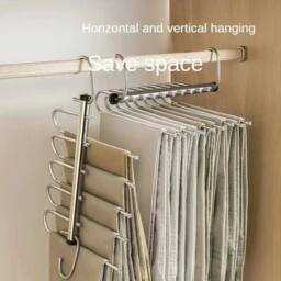 KORVIXA 9Layer Stainless Steel Folding Pant Trouser Hanger Rack in Silver - thumbnail 5
