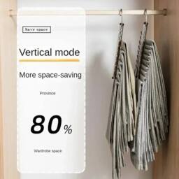 KORVIXA 9Layer Stainless Steel Folding Pant Trouser Hanger Rack in Silver - thumbnail 4
