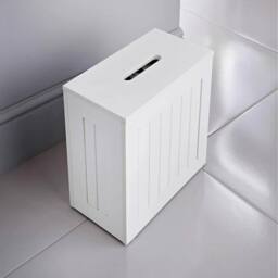 FORGEVIO Wooden Slim Shaker Bathroom Storage Unit Toilet Roll Tidy Box in White - thumbnail 4