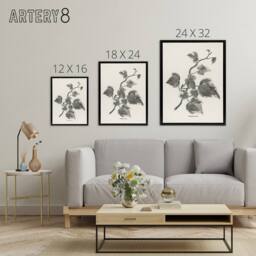 "Artery8 Vintage Botanical Marginata Ivy Hibberd Black Framed Canvas Wall Art in White - Size: W12"" x H16""" - thumbnail 4