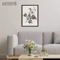 "Artery8 Vintage Botanical Marginata Ivy Hibberd Black Framed Canvas Wall Art in White - Size: W12"" x H16""" - thumbnail 3
