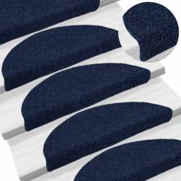 Berkfield Home Self-adhesive Stair Mats 15 pcs Navy 56x17x3 cm Needle Punch - Size: Medium - thumbnail 6