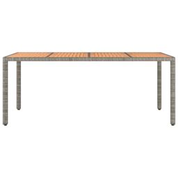 Berkfield Home Garden Table with Wooden Top Grey Poly Rattan&Solid Wood Acacia - thumbnail 3