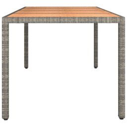 Berkfield Home Garden Table with Wooden Top Grey Poly Rattan&Solid Wood Acacia - thumbnail 4