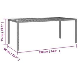 Berkfield Home Garden Table with Wooden Top Grey Poly Rattan&Solid Wood Acacia - thumbnail 6