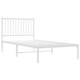 Berkfield Home Metal Bed Frame with Headboard White 90x190 cm Single - thumbnail 4