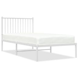 Berkfield Home Metal Bed Frame with Headboard White 90x190 cm Single - thumbnail 2