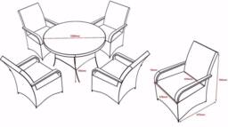 FURNITURE ONE Men's Rattan Effect 4 Seater Dining Set Round Table & chair set NO ASSEMBLY & ALUMINIUM FRAME in Beige - thumbnail 2