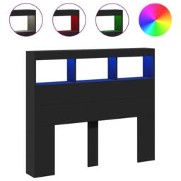 Berkfield Home Headboard Cabinet with LED Black 120x17x102 cm - Size: 120 x 17 x 102 cm - thumbnail 3