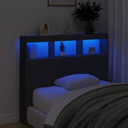 Berkfield Home Headboard Cabinet with LED Black 120x17x102 cm - Size: 120 x 17 x 102 cm - thumbnail 4