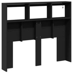 Berkfield Home Headboard Cabinet with LED Black 120x17x102 cm - Size: 120 x 17 x 102 cm - thumbnail 8