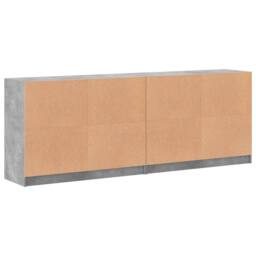 Berkfield Home Modern Bookcase with Doors Concrete Grey 204x37x75 cm Engineered Wood - Size: 204 x 37 x 75 cm - thumbnail 8