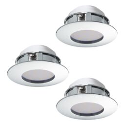 Loops 3 PACK Flush Ceiling Downlight Chrome Recessed Spotlight 6W Built in LED - thumbnail 1