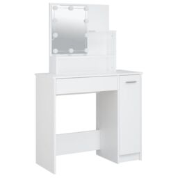 Berkfield Home Dressing Table with LED White 86.5x35x136 cm - thumbnail 3