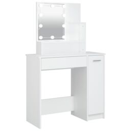 Berkfield Home Dressing Table with LED White 86.5x35x136 cm - thumbnail 2