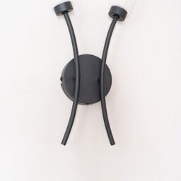 ValueLights Maya Pair of 2 Way Curved Upright Reed Shaded Wall Lights in Black - thumbnail 3