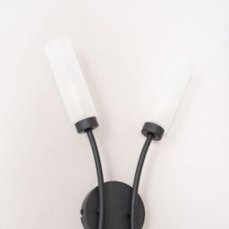 ValueLights Maya Pair of 2 Way Curved Upright Reed Shaded Wall Lights in Black - thumbnail 4