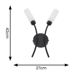 ValueLights Maya Pair of 2 Way Curved Upright Reed Shaded Wall Lights in Black - thumbnail 6