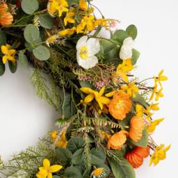 Scottish Everlastings Ltd 60cm Rustic Forsythia/ Poppy Wreath in Yellow - thumbnail 2