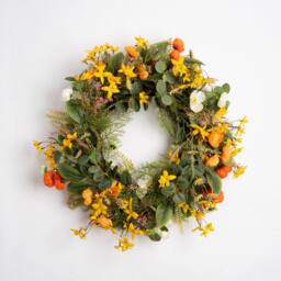 Scottish Everlastings Ltd 60cm Rustic Forsythia/ Poppy Wreath in Yellow - thumbnail 3