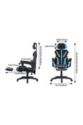 Living and Home Ergonomic High Back Gaming Office Chair with Footrest - Blue & Black - thumbnail 9