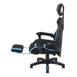 Living and Home Ergonomic High Back Gaming Office Chair with Footrest - Blue & Black - thumbnail 4
