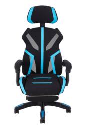 Living and Home Ergonomic High Back Gaming Office Chair with Footrest - Blue & Black - thumbnail 2