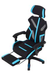 Living and Home Ergonomic High Back Gaming Office Chair with Footrest - Blue & Black - thumbnail 3