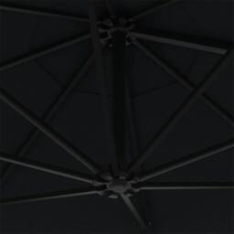 Berkfield Home Elegant Wall-mounted Parasol with LEDs & Metal Pole 300 cm Black - thumbnail 8