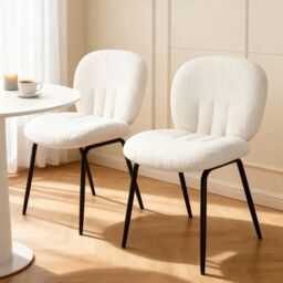 Home Garden Direct Muffin - Set of 2 Dining Chairs in Boucle - Cream in Beige