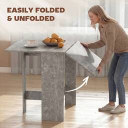 HOMCOM Wooden Folding Table Writing Desk in Grey - thumbnail 4
