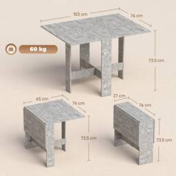 HOMCOM Wooden Folding Table Writing Desk in Grey - thumbnail 3