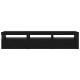 Berkfield Home TV Cabinets 2 pcs with LED Lights Black Oak Engineered Wood - thumbnail 9