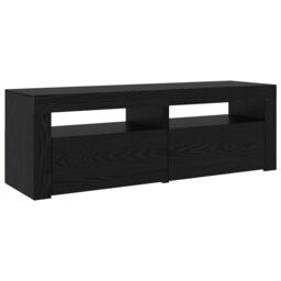 Berkfield Home TV Cabinets 2 pcs with LED Lights Black Oak Engineered Wood - thumbnail 6