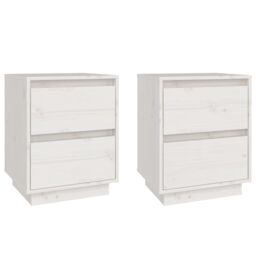 Berkfield Home Bedside Cabinets 2 pcs White 40x35x50 cm Solid Wood Pine - Size: 40 x 35 x 50 cm - thumbnail 2