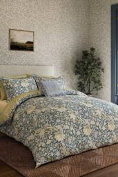 Morris & Co 'Trent' Cotton Duvet Cover Set in Blue - Size: Double - thumbnail 1