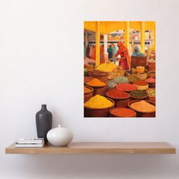 "Artery8 Wall Art Print The Spice Market Asian Herbs & Spices Colourful Kitchen Artwork Poster in Yellow - Size: W12"" x H16""" - thumbnail 2