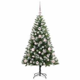 Berkfield Home Artificial Hinged Christmas Tree with Flocked Snow 120 cm in Green - thumbnail 4