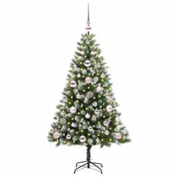 Berkfield Home Artificial Hinged Christmas Tree with Flocked Snow 120 cm in Green - thumbnail 3