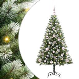 Berkfield Home Artificial Hinged Christmas Tree with Flocked Snow 120 cm in Green - thumbnail 2