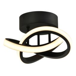 Happy Homewares Modern LED Ceiling Light with Swirl Thick Metal Strip Creates 1253 Lumens in Black - thumbnail 2