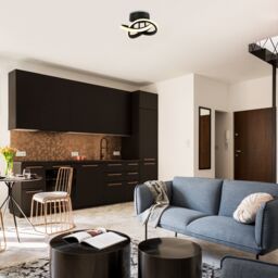 Happy Homewares Modern LED Ceiling Light with Swirl Thick Metal Strip Creates 1253 Lumens in Black - thumbnail 7