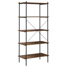 Berkfield Home 5-Tier Shelving Unit Black & Dark Wood 80x40x163 cm - Size: 80 x 40 x 163 cm - thumbnail 5