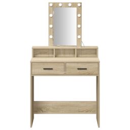 Berkfield Home Dressing Table with LED Lights - Sonoma Oak - 79x41x140 cm in Brown - Size: 79 x 41 x 140 cm - thumbnail 5
