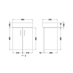 Balterley Wall Hung 2 Door Cloakroom Vanity Basin Unit Gloss White 450mm - thumbnail 8