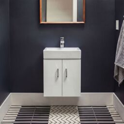 Balterley Wall Hung 2 Door Cloakroom Vanity Basin Unit Gloss White 450mm - thumbnail 9