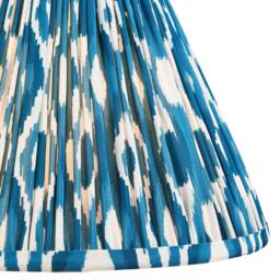 Netlighting Layered Leaf Ivory Table Lamp Blue Fabric Ikat Shade 30cm B22 in Beige - thumbnail 6