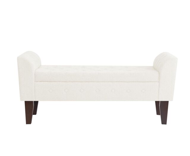 Luxury Living Boucle Ottoman Storage Bench in Cream - image 1