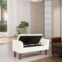 Luxury Living Boucle Ottoman Storage Bench in Cream - thumbnail 2