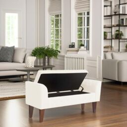 Luxury Living Boucle Ottoman Storage Bench in Cream - thumbnail 6